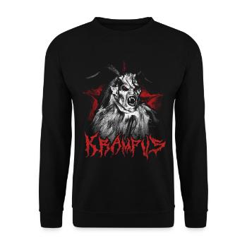 KRAMPUS NIKOLAUS KRAMPUSTAG NIKOLO PERCHTEN - Unisex Pullover - Schwarz - Vorne - Alina (178cm) & Michal (187cm)