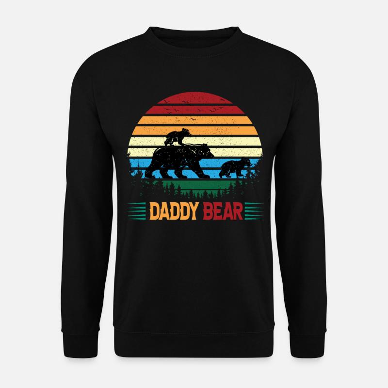 Der Vater Bär mit kleinen Bären spaziert im Wald - Unisex Pullover - Schwarz