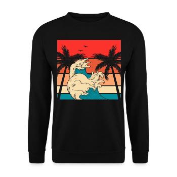 Palm Waves Rétro Vintage - Sweat-shirt Unisexe - noir - Devant - Alina (178cm) & Michal (187cm)