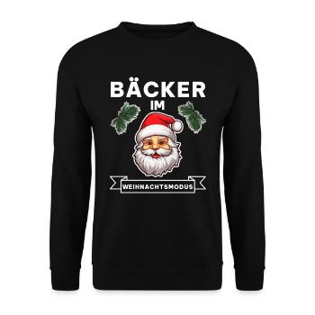 Lustiger Bäcker Weihnachtsmann Weihnachten Spruch - Unisex Pullover - Schwarz - Vorne - Alina (178cm) & Michal (187cm)