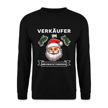 Lustiger Verkäufer Weihnachten Beruf Spruch - Unisex Pullover - Schwarz - Vorne - Alina (178cm) & Michal (187cm)