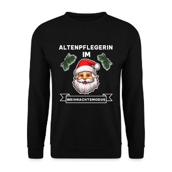 Lustiger Altenpflegerin Weihnachten Beruf Spruch - Unisex Pullover - Schwarz - Vorne - Alina (178cm) & Michal (187cm)