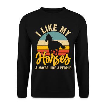 I Like My Horse And Maybe 3 People - Unisex Pullover - Schwarz - Vorne - Alina (178cm) & Michal (187cm)