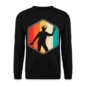 VR Virtuel Reality - Unisex Pullover - Schwarz - Vorne - Alina (178cm) & Michal (187cm)