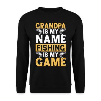 Opa Angeln Angler Fischen - Unisex Pullover - Schwarz - Vorne - Alina (178cm) & Michal (187cm)