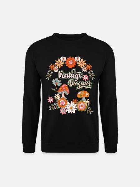 Flower Power Design des années 1970, 70 ' s Floral - Sweat-shirt Unisexe - noir
