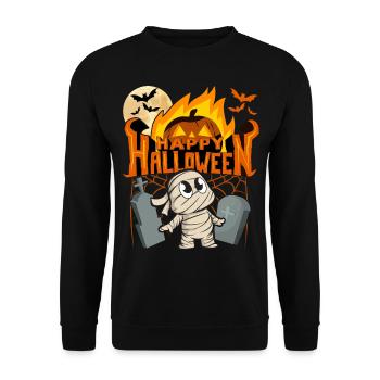 Joyeux Halloween Comic Mummy avec citrouille, en disant - Sweat-shirt Unisexe - noir - Devant - Alina (178cm) & Michal (187cm)