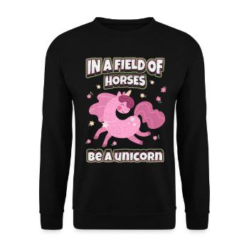 Lustiger Einhorn-Spruch, rosa Einhorn-Unicorn - Unisex Pullover - Schwarz - Vorne - Alina (178cm) & Michal (187cm)