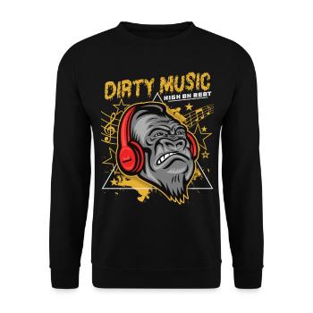 Drôle de singe gorille avec des écouteurs, musique sale - Sweat-shirt Unisexe - noir - Devant - Alina (178cm) & Michal (187cm)