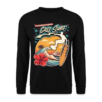 California Surfer, Surfing, Vintage Surfboard - Unisex Sweatshirt - black - Front - Alina (178cm) & Michal (187cm)
