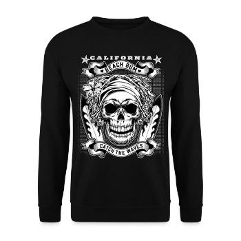 California Skull Surfer, Surfer avec une planche de surf - Sweat-shirt Unisexe - noir - Devant - Alina (178cm) & Michal (187cm)