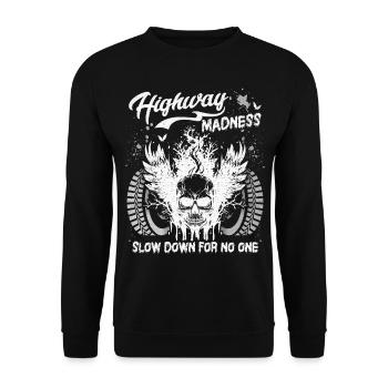 Skull, Racing Skull, Highway, Highway Biker - Unisex Sweatshirt - black - Front - Alina (178cm) & Michal (187cm)
