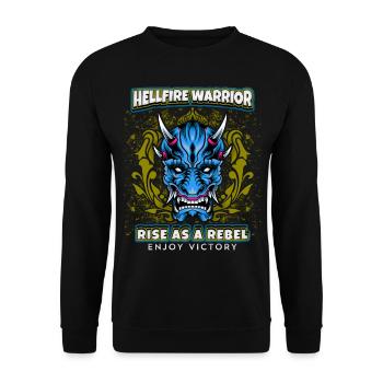 Devil Satan, Hellfire Warrior Saying, Comic Style - Unisex Sweatshirt - black - Front - Alina (178cm) & Michal (187cm)