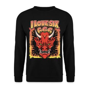 Devil-Devil, Satan Saying 666 - Unisex Sweatshirt - black - Front - Alina (178cm) & Michal (187cm)