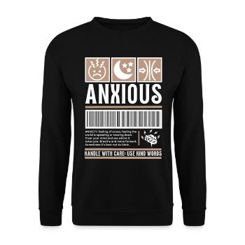 Streetwear Anxious, Anxiety Vintage Fashion Label - Unisex Sweatshirt - black - Front - Alina (178cm) & Michal (187cm)