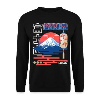 Mont Fujiyama japonais, Mont Fuji, Japon rétro - Sweat-shirt Unisexe - noir - Devant - Alina (178cm) & Michal (187cm)
