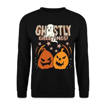 Lustiger Kürbis, Kürbisse, Spruch für Halloween - Unisex Pullover - Schwarz - Vorne - Alina (178cm) & Michal (187cm)