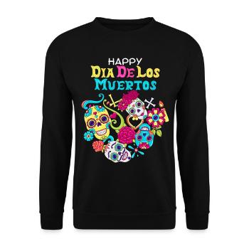 Dia-de-Muertos, Mexique, Crâne De Sucre, Crâne - Sweat-shirt Unisexe - noir - Devant - Alina (178cm) & Michal (187cm)
