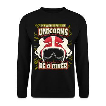 Unicorn Unicorn Funny Motorcycle Biker Saying - Unisex Sweatshirt - black - Front - Alina (178cm) & Michal (187cm)