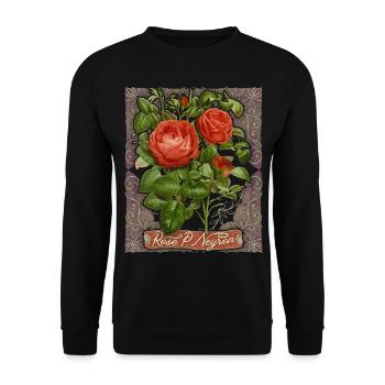 Botanical rose, vintage illustration Paul Neyron - Unisex Sweatshirt - black - Front - Alina (178cm) & Michal (187cm)