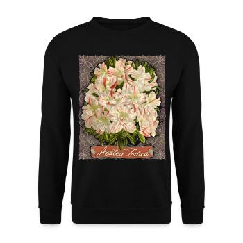 Azalea Indica, vintage botanische Blumen, Azalee - Unisex Pullover - Schwarz - Vorne - Alina (178cm) & Michal (187cm)