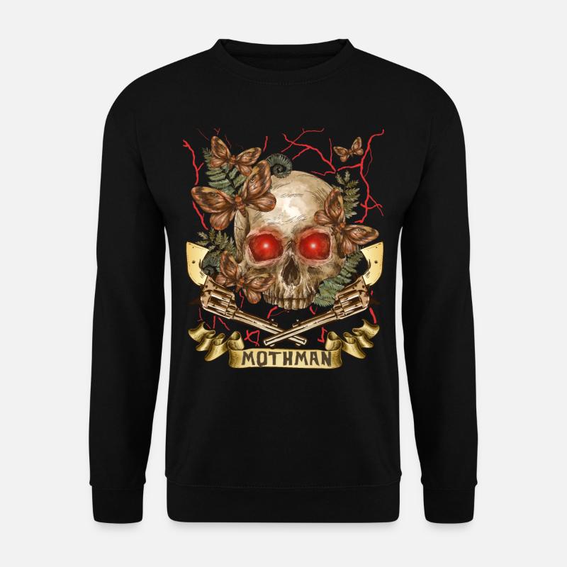 Mothman, Mottenmann, Skull, Totenkopf Pistolen - Unisex Pullover - Schwarz
