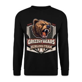 Hurling, Grizzly Bears Team, Grizzlybären Logo - Unisex Pullover - Schwarz - Vorne - Alina (178cm) & Michal (187cm)