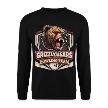 Bowling, Grizzly Bears Team, Grizzlybären Logo - Unisex Pullover - Schwarz - Vorne - Alina (178cm) & Michal (187cm)