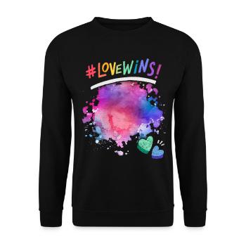Dire que l’amour gagne ! pour les LGBT, LGBTQ avec des cœurs - Sweat-shirt Unisexe - noir - Devant - Alina (178cm) & Michal (187cm)