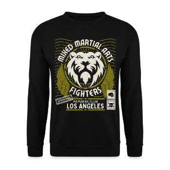 Martial Arts Logo with Lion Head, Los Angeles Fight - Unisex Sweatshirt - black - Front - Alina (178cm) & Michal (187cm)