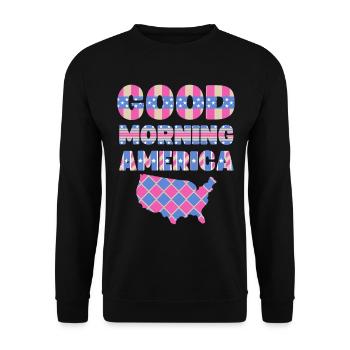 États-Unis, en disant Good Morning America - Sweat-shirt Unisexe - noir - Devant - Alina (178cm) & Michal (187cm)