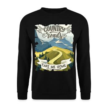 Country Life Saying, Landscape, Holiday, Hiking - Unisex Sweatshirt - black - Front - Alina (178cm) & Michal (187cm)