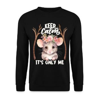 Lustiger Spruch mit niedlicher Maus, Mouse - Unisex Pullover - Schwarz - Vorne - Alina (178cm) & Michal (187cm)