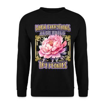 Peony Botanical Illustration, Peony Saying - Unisex Sweatshirt - black - Front - Alina (178cm) & Michal (187cm)