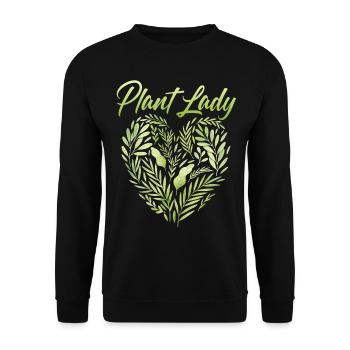 Saying with heart for plant fans, Plant-Lady - Unisex Sweatshirt - black - Front - Alina (178cm) & Michal (187cm)