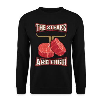steak, meat, funny saying, pun, pun - Unisex Sweatshirt - black - Front - Alina (178cm) & Michal (187cm)