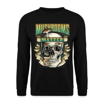 Funny Skull, Psychedelic Art, Mushrooms - Unisex Sweatshirt - black - Front - Alina (178cm) & Michal (187cm)