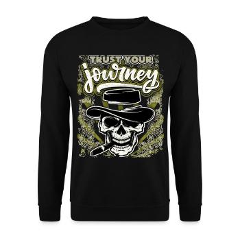 Lustiger Totenkopf Totenschädel mit Zigarre Spruch - Unisex Pullover - Schwarz - Vorne - Alina (178cm) & Michal (187cm)