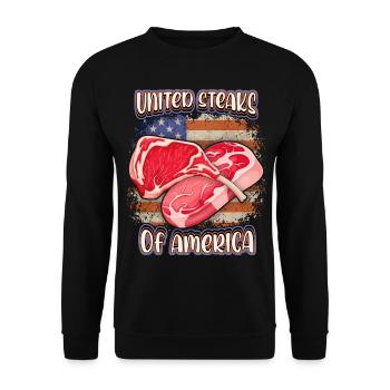 American Steak, Meat, Funny Saying Pun - Unisex Sweatshirt - black - Front - Alina (178cm) & Michal (187cm)