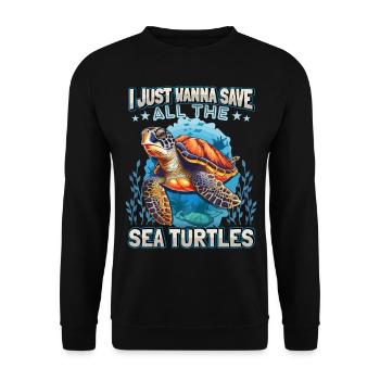 Sea Turtle, Sea Turtle Funny Saying - Unisex Sweatshirt - black - Front - Alina (178cm) & Michal (187cm)