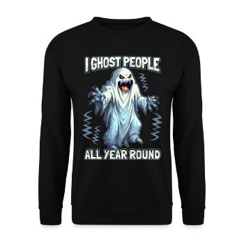 Horror Gespenst, Geister lustiger Spruch Schrecken - Unisex Pullover - Schwarz - Vorne - Alina (178cm) & Michal (187cm)