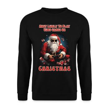 Les plus susceptibles de jouer à des jeux vidéo sur la chemise de Noël - Sweat-shirt Unisexe - noir - Devant - Alina (178cm) & Michal (187cm)