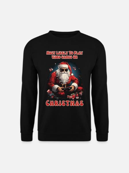 Am ehesten wird das Weihnachtsshirt Videospiele spielen - Unisex Pullover - Schwarz