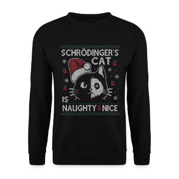 SCHRÖDINGERS KATZE NAUGHTY AND NICE WEIHNACHTEN - Unisex Pullover - Schwarz - Vorne - Alina (178cm) & Michal (187cm)