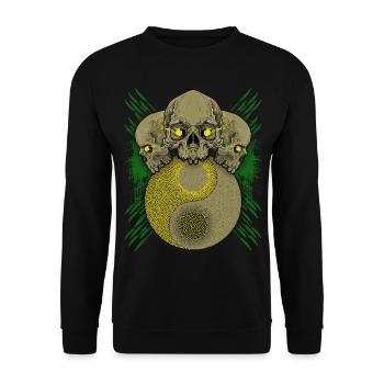 Totenköpfe, Skull, Totenschädel Yin Yang Symbol - Unisex Pullover - Schwarz - Vorne - Alina (178cm) & Michal (187cm)