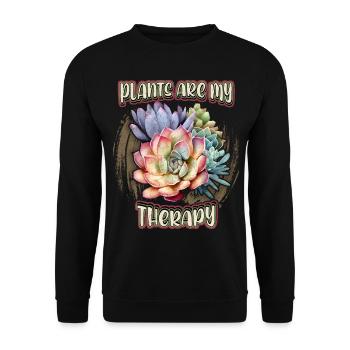 Sukkulenten, botanische Illustration, Spruch - Unisex Pullover - Schwarz - Vorne - Alina (178cm) & Michal (187cm)