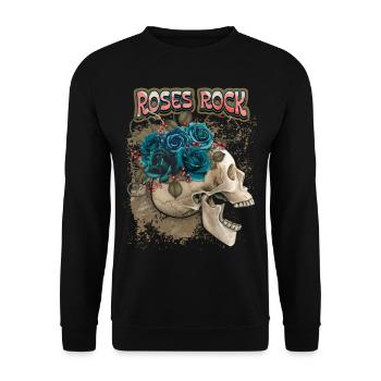 Skull, skull with black roses, saying - Unisex Sweatshirt - black - Front - Alina (178cm) & Michal (187cm)