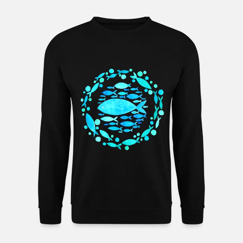 Conception de poisson, Mandala avec des poissons, Style esthétique - Sweat-shirt Unisexe - noir