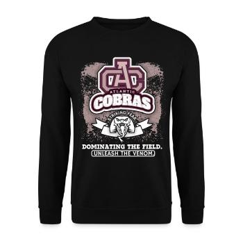 Baseball, Kobras Club Logo, Baseballclub Spruch - Unisex Pullover - Schwarz - Vorne - Alina (178cm) & Michal (187cm)