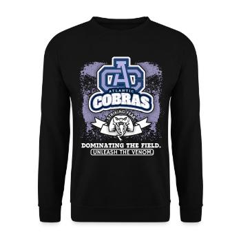 American Football, Kobras Club Logo, Spruch - Unisex Pullover - Schwarz - Vorne - Alina (178cm) & Michal (187cm)